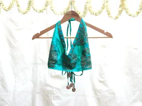 Persian green, soft silk, Hand embroidery bikini