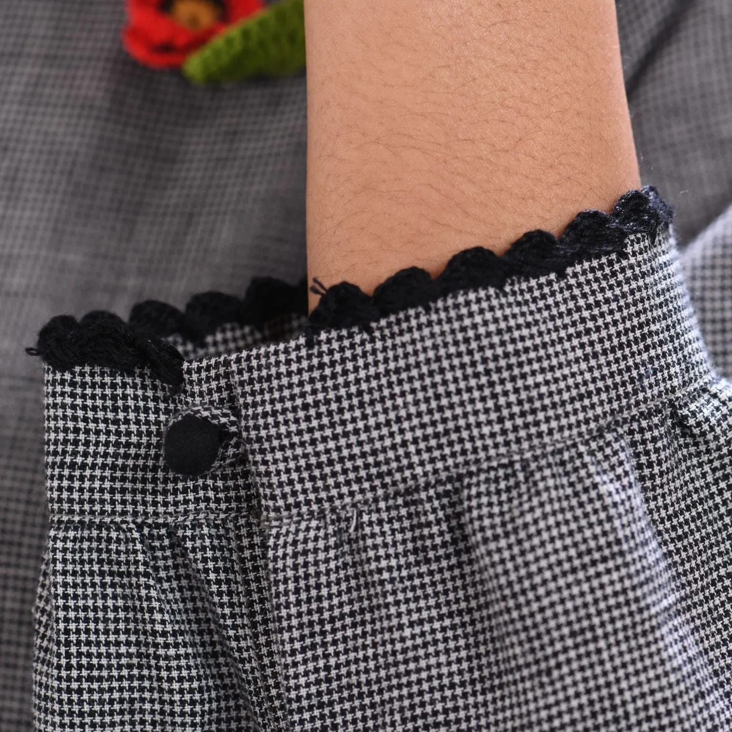 Peter Collar Dress | Relaxed Fit | Breathable Cotton Jamdani | White Black Grey