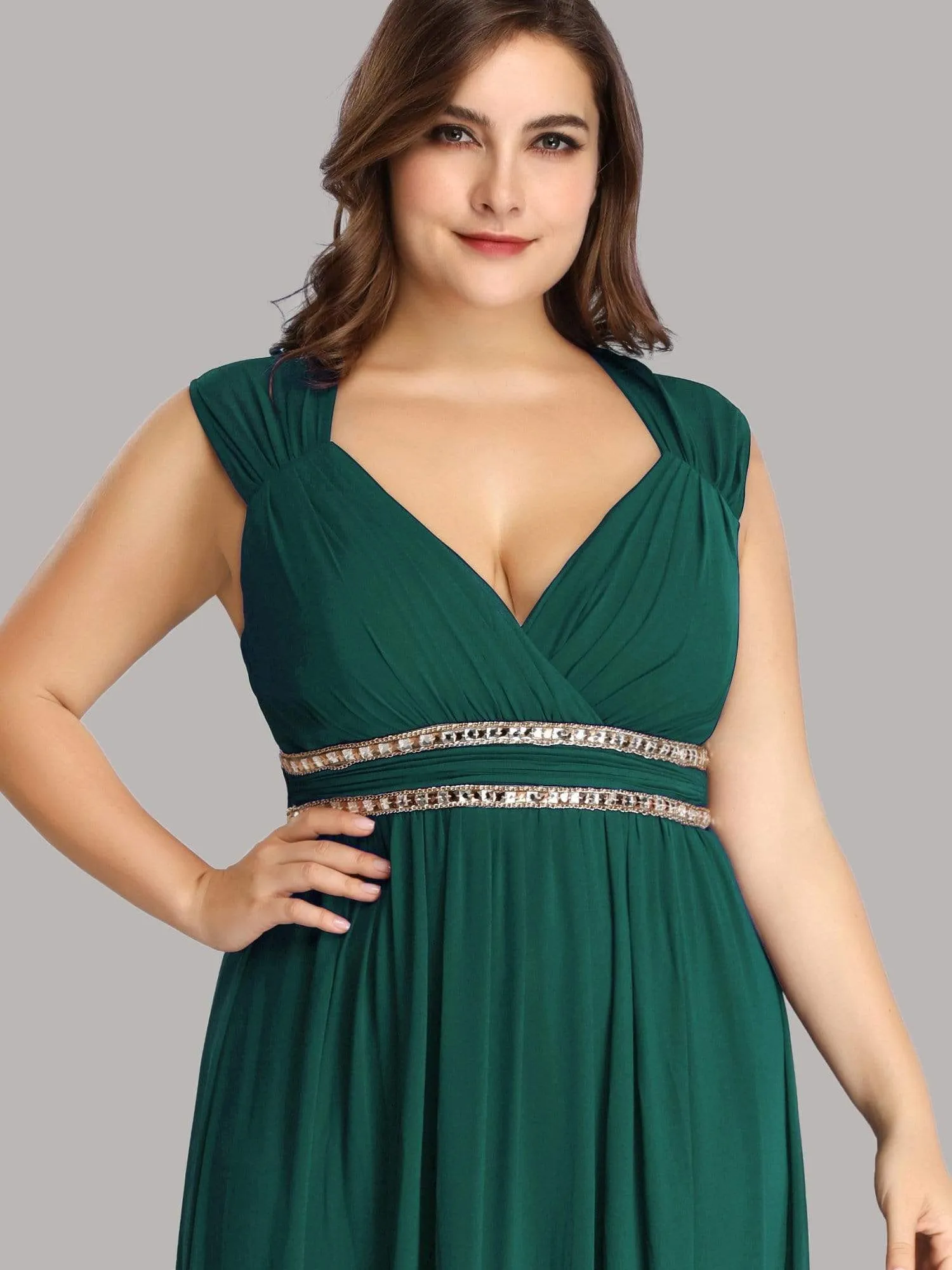 Plus Size Sleeveless Grecian Style formal Evening Dress