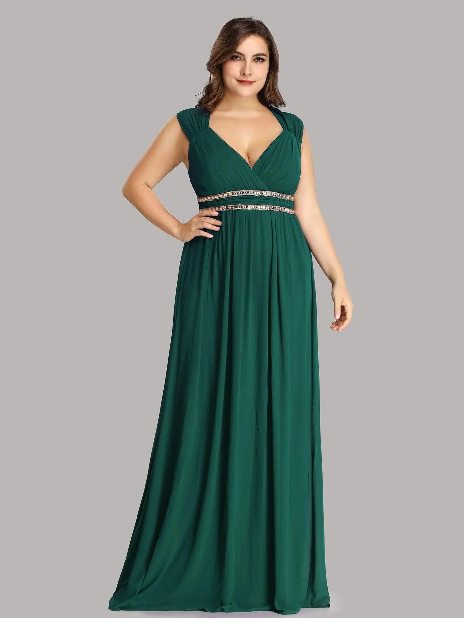 Plus Size Sleeveless Grecian Style formal Evening Dress