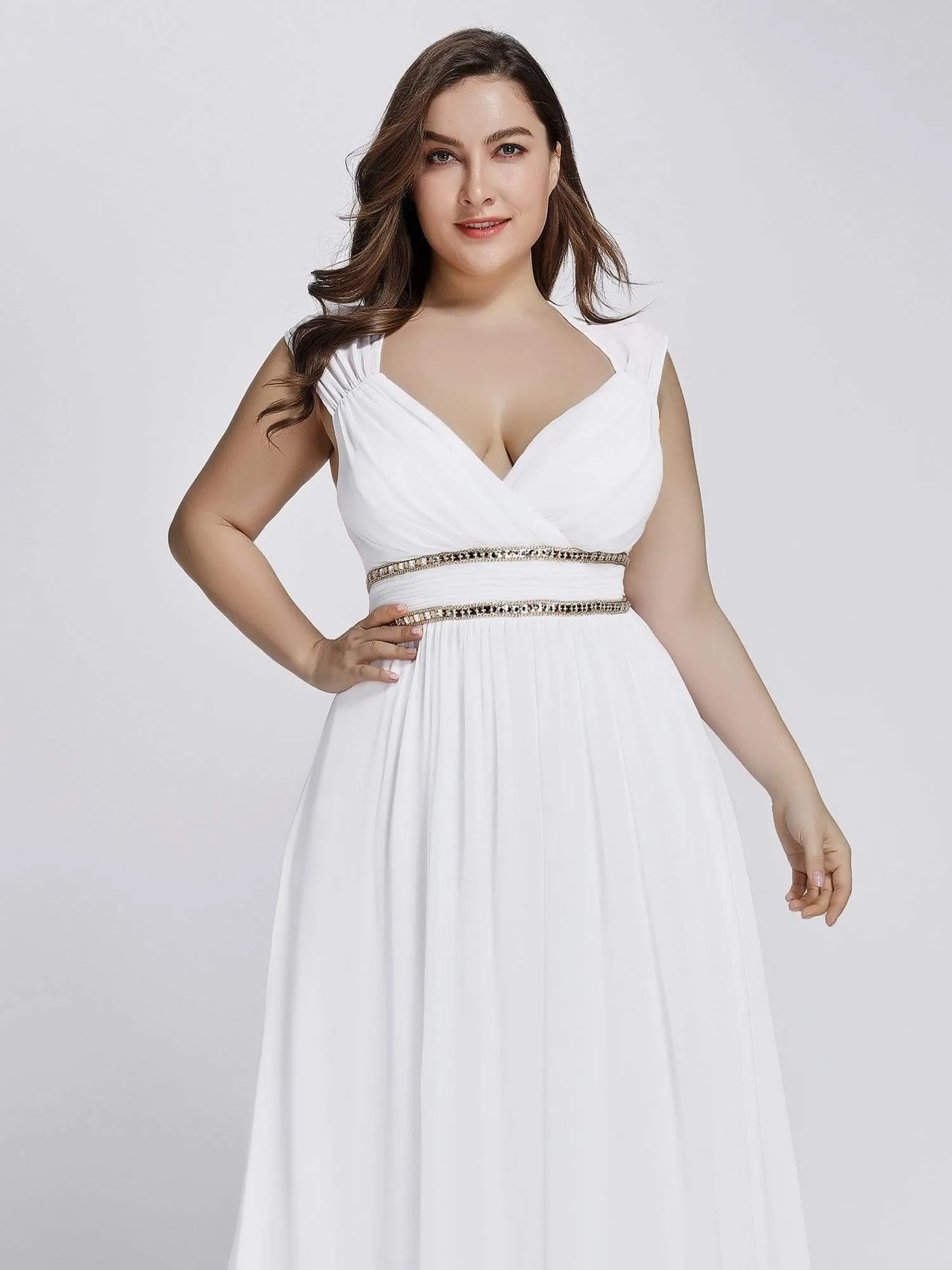 Plus Size Sleeveless Grecian Style formal Evening Dress