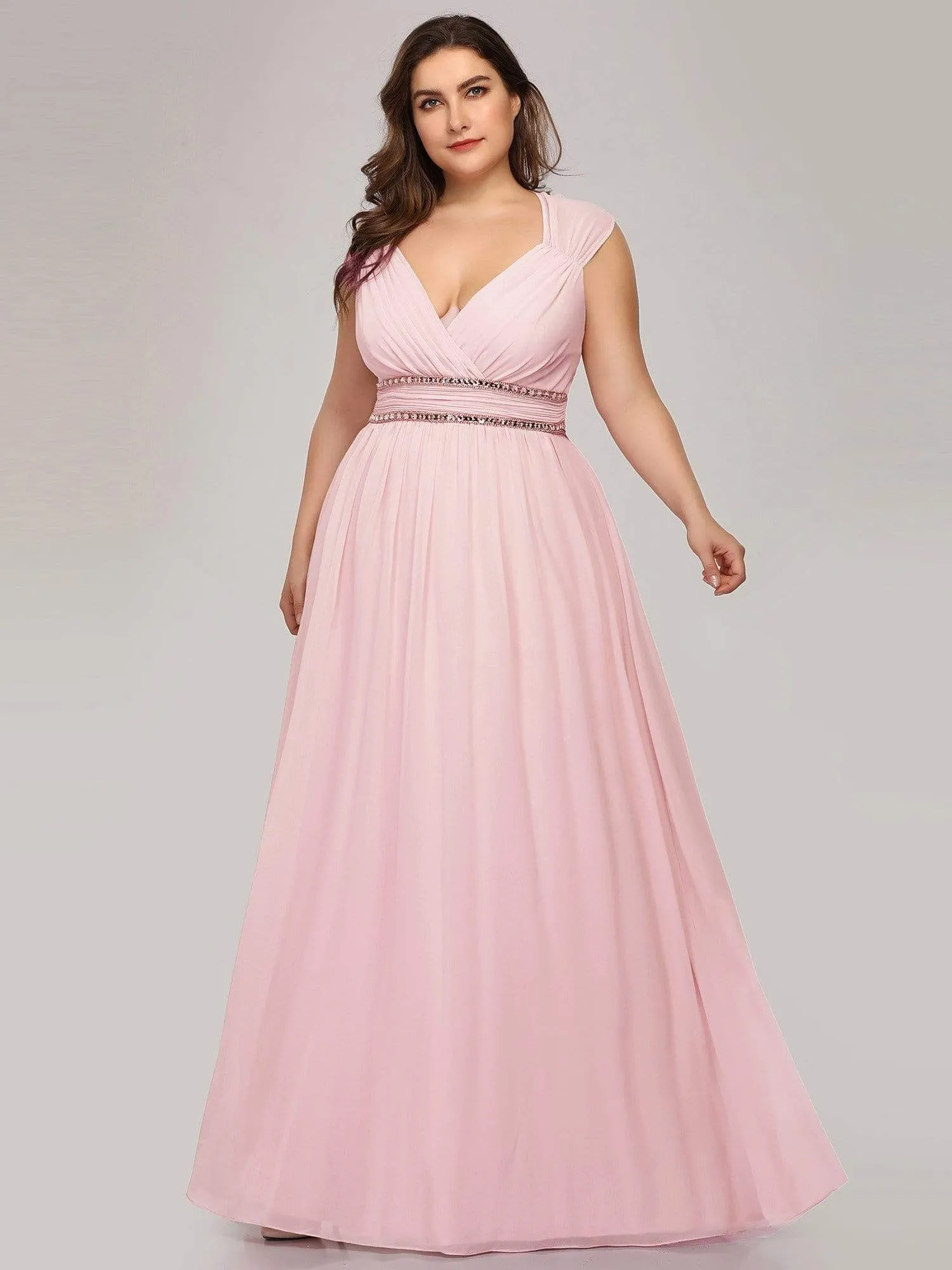 Plus Size Sleeveless Grecian Style formal Evening Dress