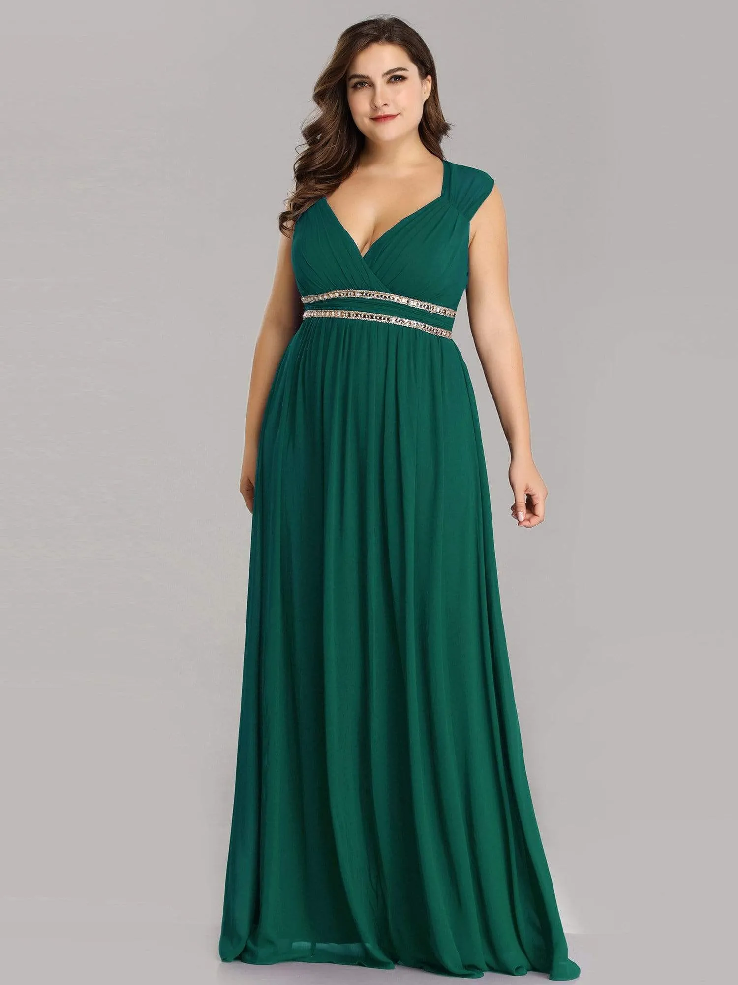 Plus Size Sleeveless Grecian Style formal Evening Dress