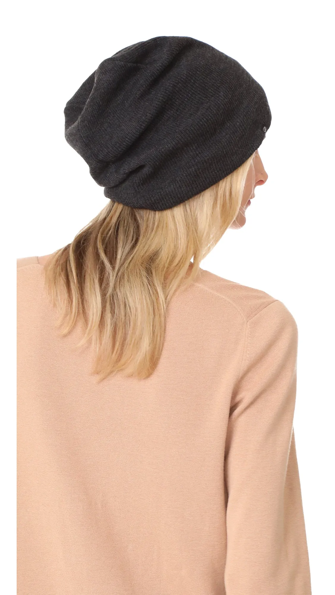 Plush Barca Slouchy Fleece Lined Beanie Charcoal