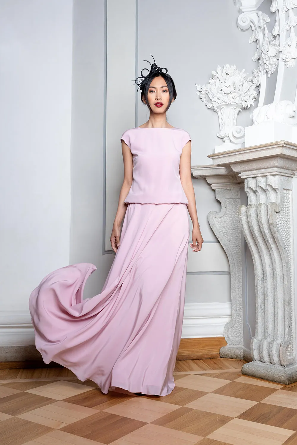 RESEDA PINK SILK GOWN