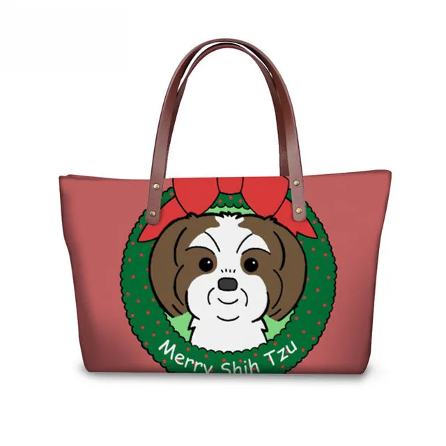 Shih Tzu Women Handbag, Shoulder Bag, Casual Tote for Ladies, Pugs, Female Totes