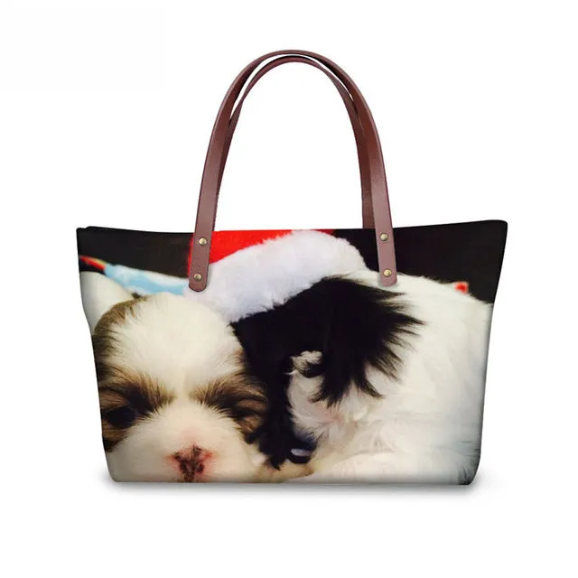 Shih Tzu Women Handbag, Shoulder Bag, Casual Tote for Ladies, Pugs, Female Totes