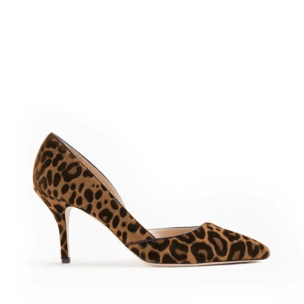 Toleet Leopard Print Heels Pointy Toe Stilettos Vegan Suede D'orsay Pumps