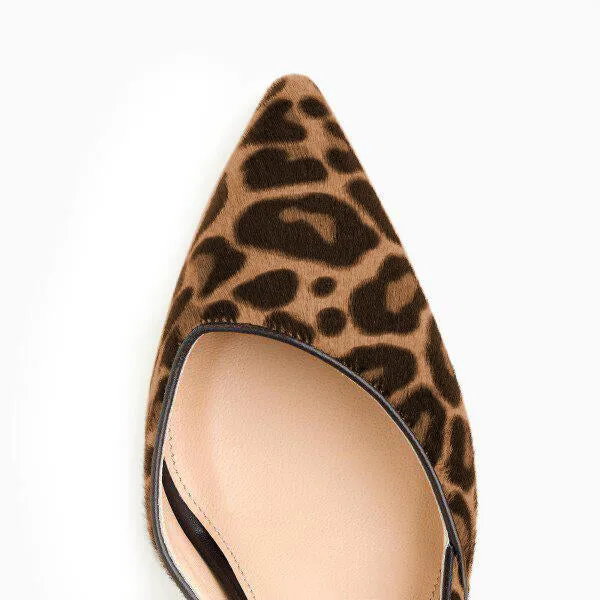 Toleet Leopard Print Heels Pointy Toe Stilettos Vegan Suede D'orsay Pumps