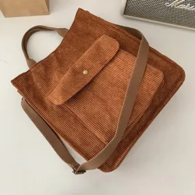Vintage Corduroy with Outside Pocket Shopping Totes
