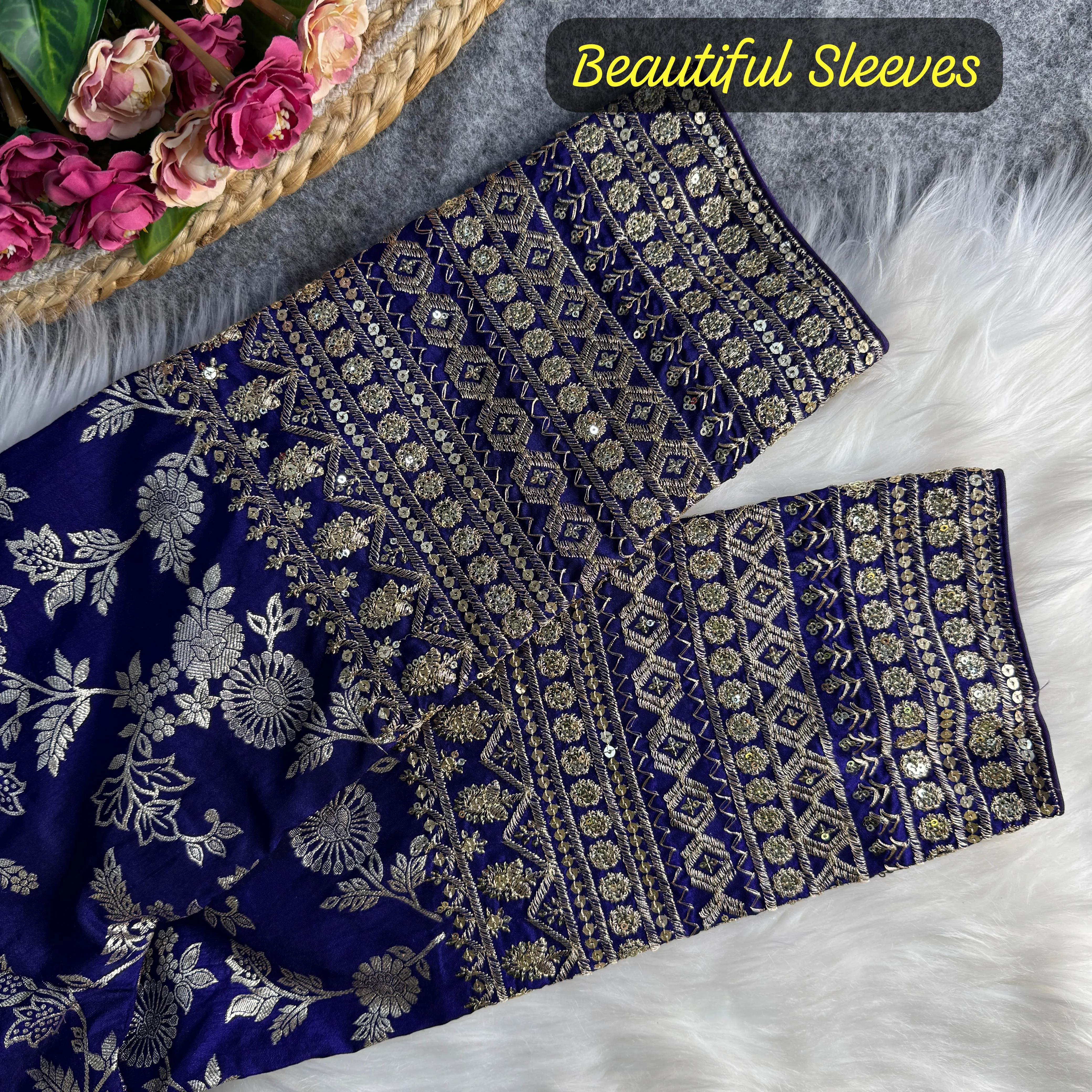 Women's Designer Sabyasachi Style Long Sleeves Western Multi Thread Work Party Wear Blouse