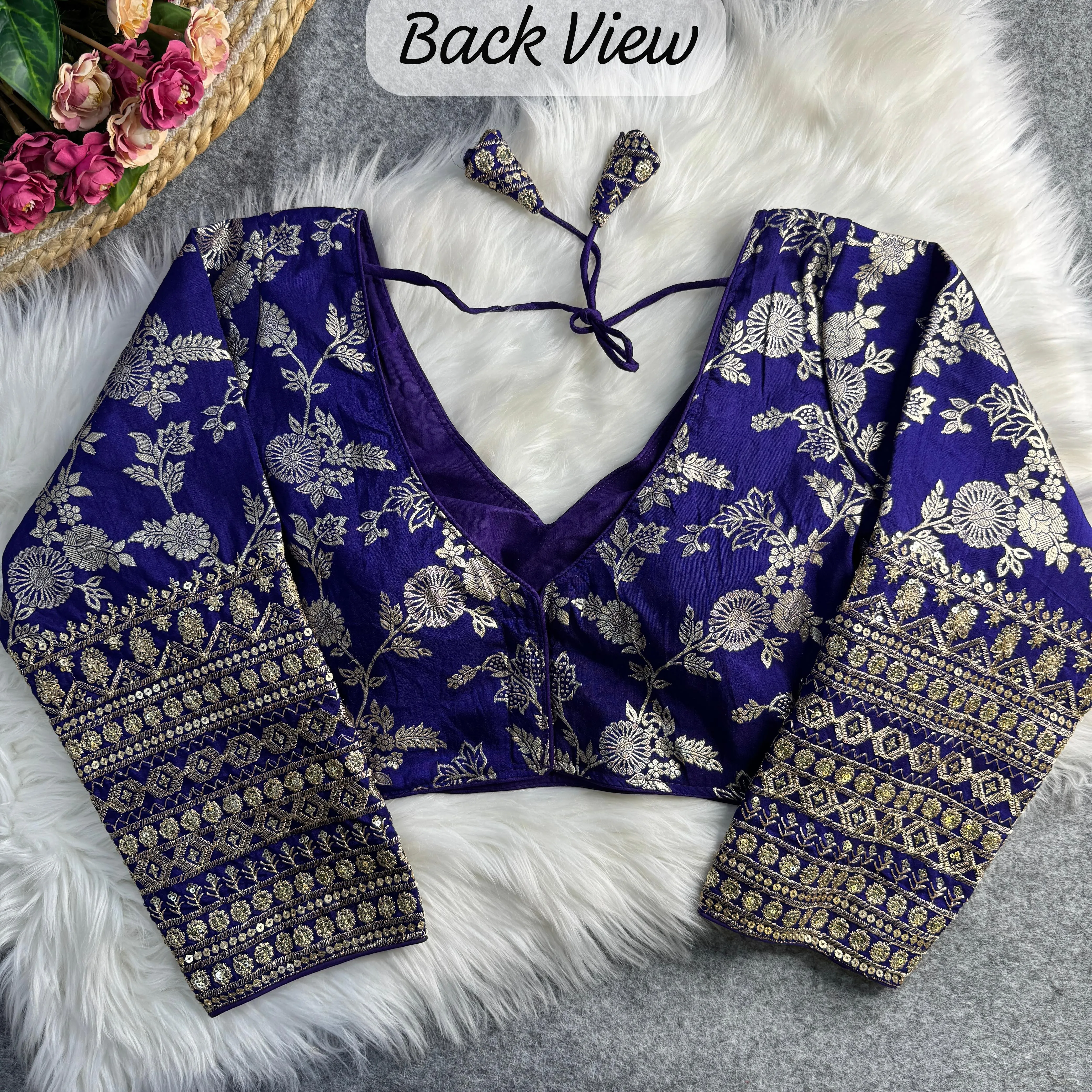 Women's Designer Sabyasachi Style Long Sleeves Western Multi Thread Work Party Wear Blouse