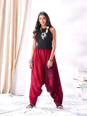 Women's Red Owl Bohemian Hippy Aladdin Balloon Harem Pants For Travel Yoga Dance