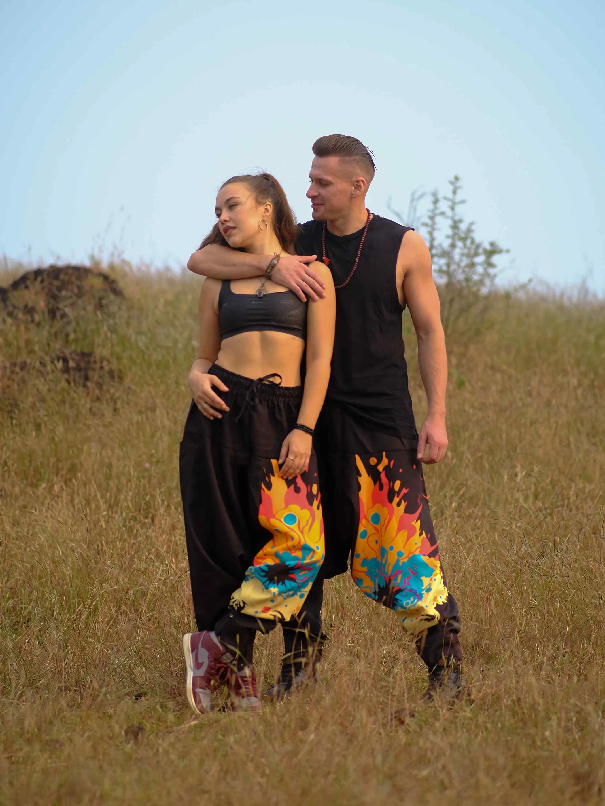 Women's Sunset Serenity Hippy Aladdin Balloon Harem Pants For Travel Yoga Dance