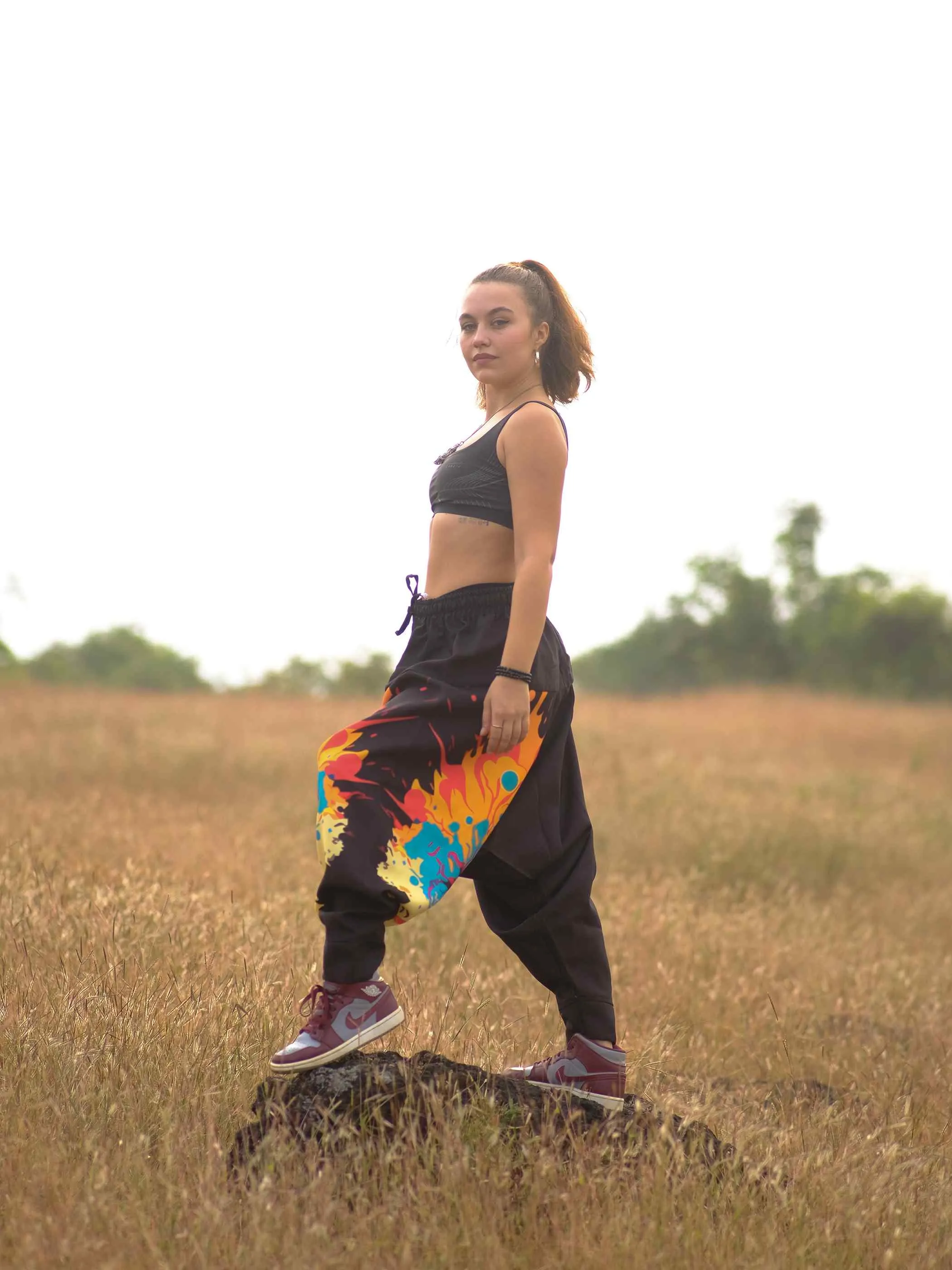 Women's Sunset Serenity Hippy Aladdin Balloon Harem Pants For Travel Yoga Dance