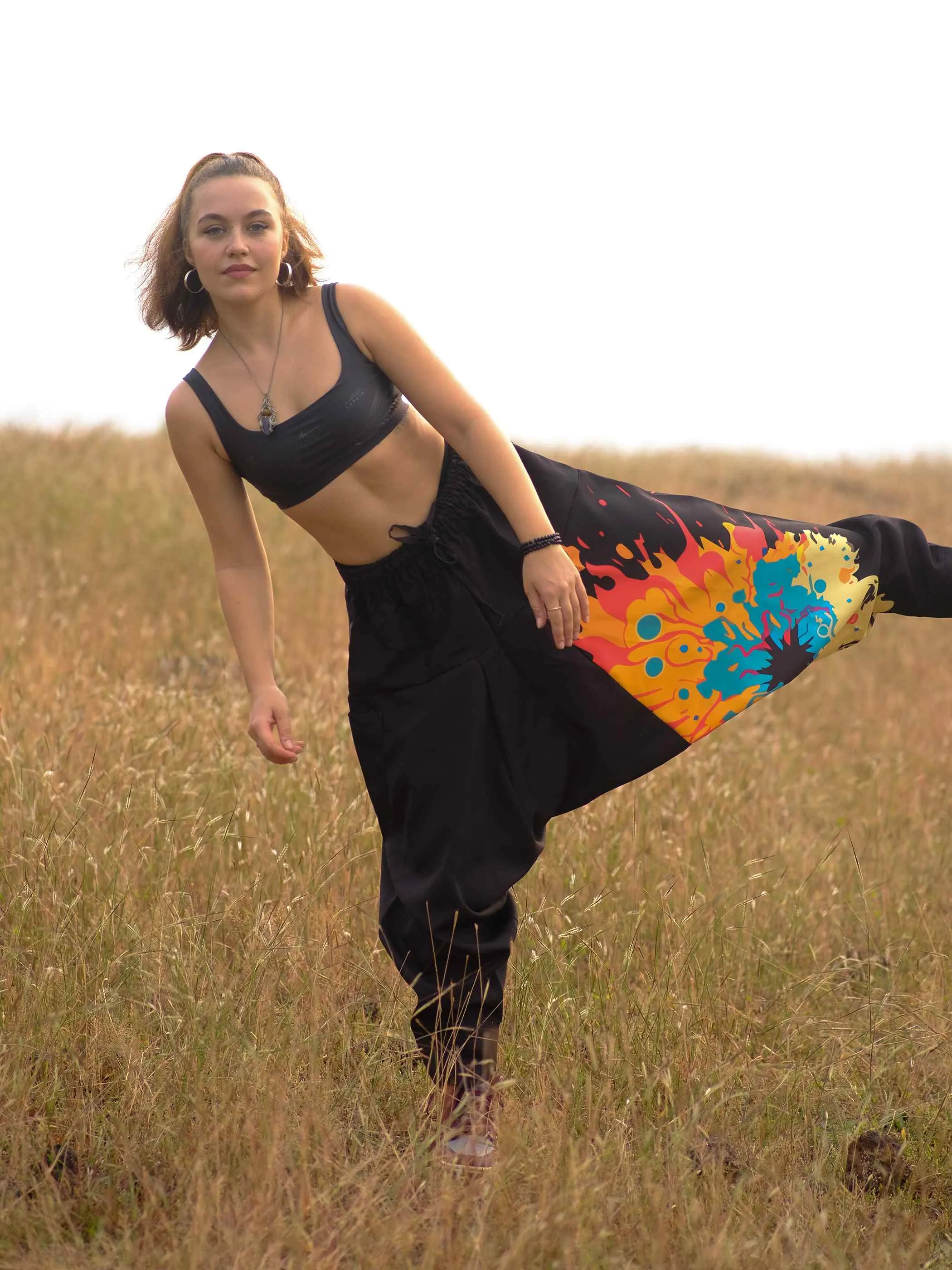Women's Sunset Serenity Hippy Aladdin Balloon Harem Pants For Travel Yoga Dance
